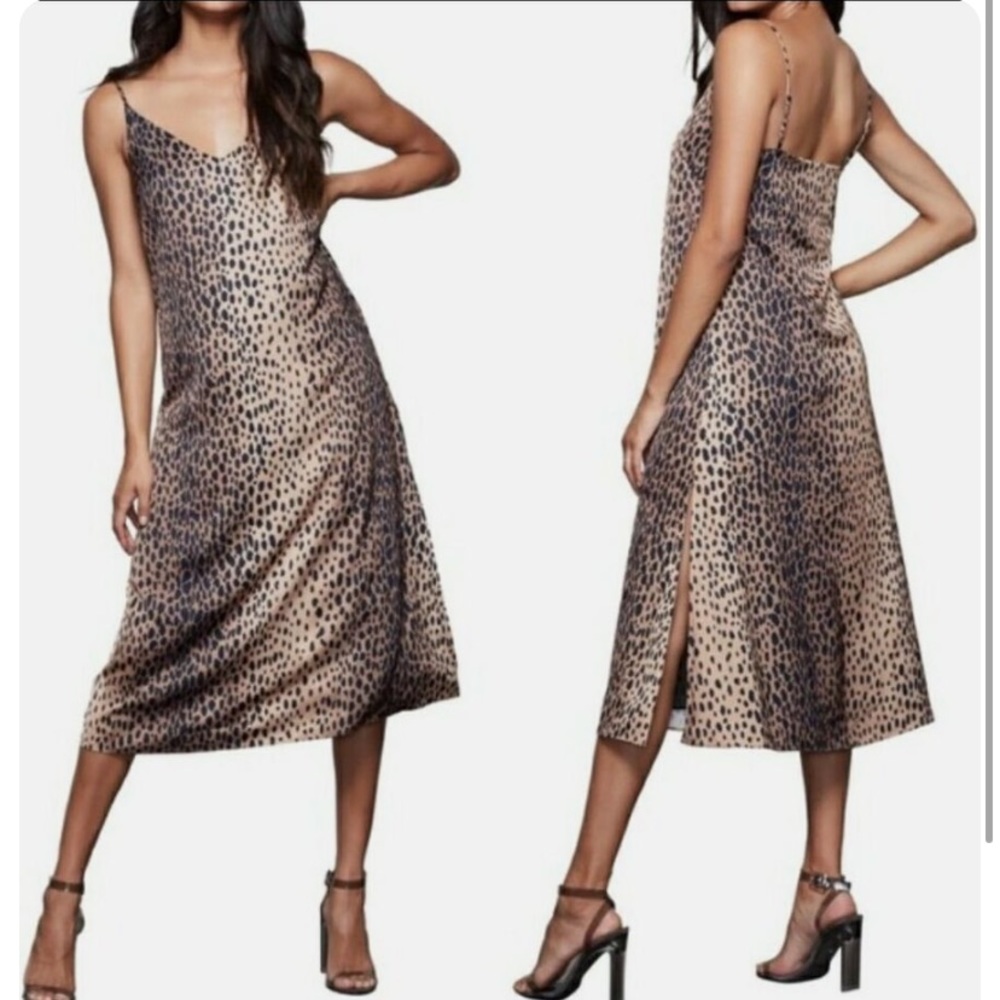 Good American cheetah print slip dress w/slit XS - Picture 2 of 4